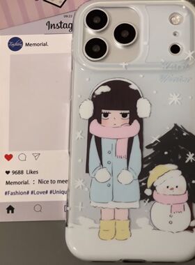 可爱雪人女孩IMD适用iPhone17promax手机壳苹果16plus保护套15/14pro卡通13/12/11防摔彩绘7/8Pxrxsmax少女心