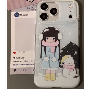 可爱雪人女孩IMD适用iPhone17promax手机壳苹果16plus保护套15/14pro卡通13/12/11防摔彩绘7/8Pxrxsmax少女心