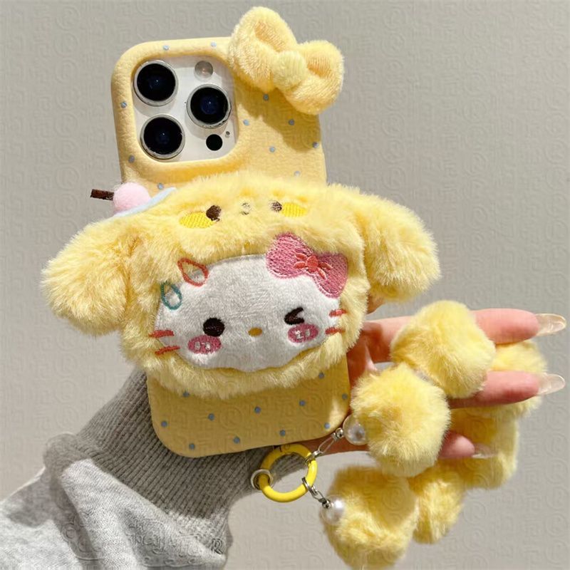 可爱立体毛绒KT猫手机壳