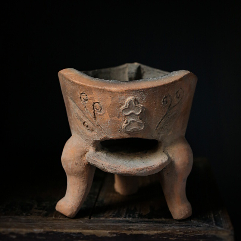 民国老物件红泥老炭炉古朴风炉凉炉煮茶炉砂铫烧水急须壶古玩茶具