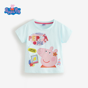 上衣短袖 宝宝圆领童装 体恤小猪佩奇 新款 女童t恤100%纯棉2026夏季