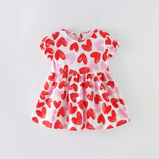 公主裙印花儿童裙子 欧美中小童短袖 现货20235女童连衣裙夏装 新款