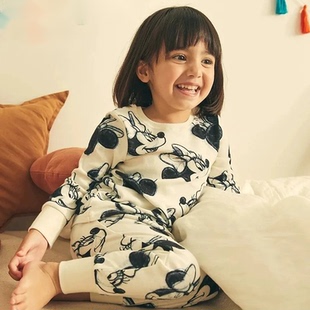 米奇图案纯棉打底裤 洋气女童秋季 儿童家居两件套 套装 春秋儿童长袖