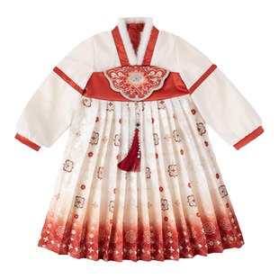【繁花似锦】女童新年装国风汉服裙子冬女宝拜年服长裙过年服唐装