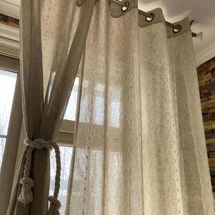 阳台客厅半遮光窗帘隔断装 纯色简约成品打孔窗帘遮阳窗纱帘 饰帘