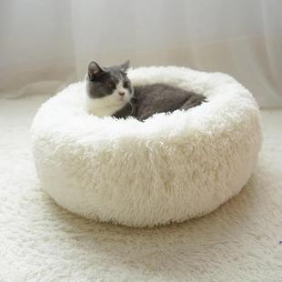 可拆洗款 狗垫猫垫宠物垫子 圆形长毛绒狗窝猫窝四季 可用款