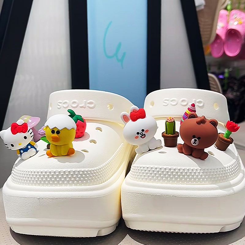 DIY卡通可爱立体鞋花布朗熊鞋花