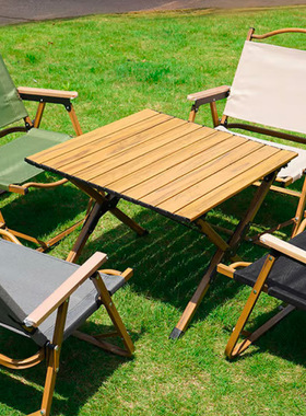 MAKI zaza户外折叠方形桌 木纹折叠蛋卷桌（小号）MKZ-041