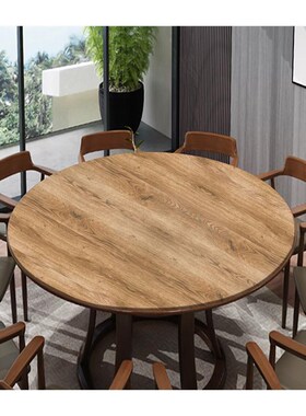 TR3K仿木纹复j古原木红色圆桌桌布餐桌垫防水塑料pvc软玻璃圆