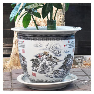 景德镇花盆景德镇陶瓷器超大w号室内钵落地树盆花盆铁树发财树粉