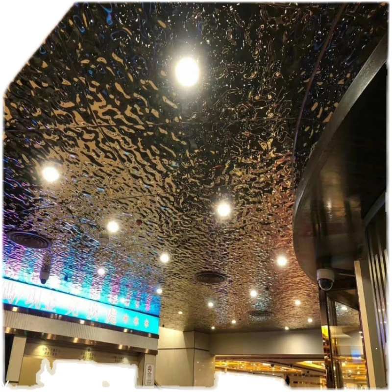 不锈钢水波纹板304银色现货板y吊顶流动镜面大水波KTV背景墙防潮