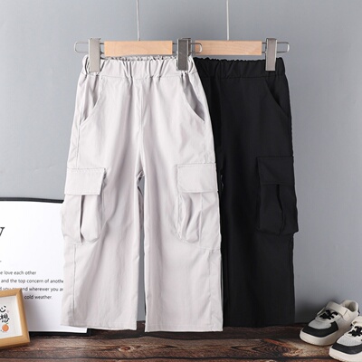 女童春夏薄款工装裤2026新款洋气时髦中大童男童长裤子儿童阔腿裤