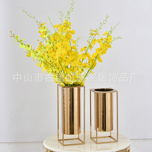 饰品 现代简约金属插花花器家居客厅玄关电视柜干花花插样板间软装