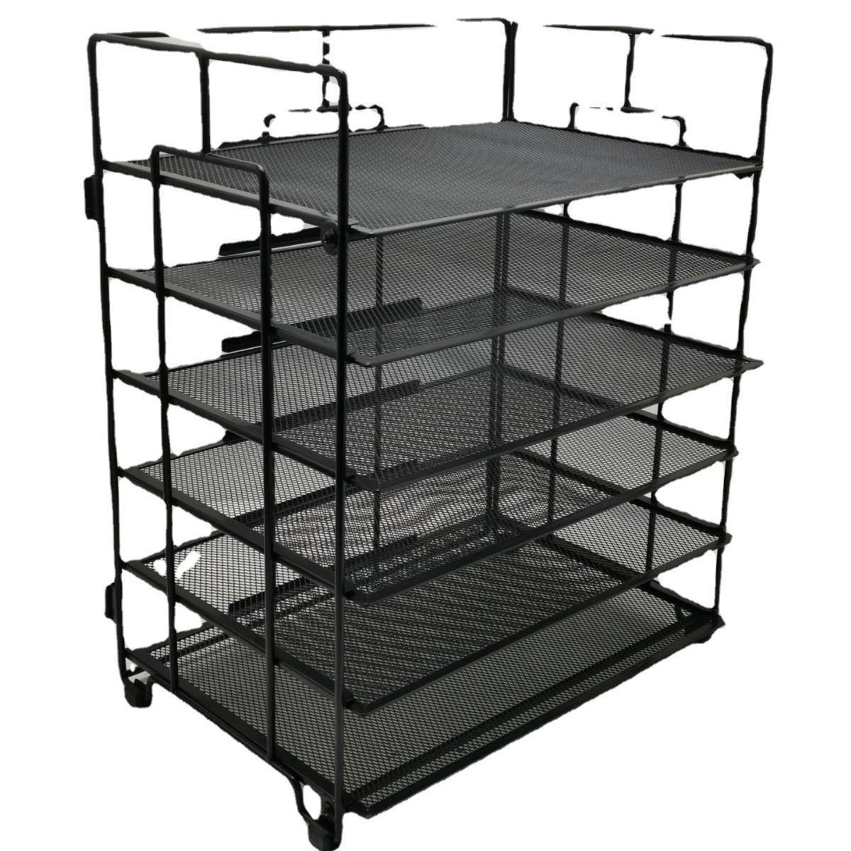 金属网状六层收纳框铁网6层档案文件管理架铁线桌面文件置物架