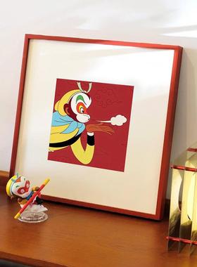 红色框孙悟空挂画外文版《西游记》绘本装饰画80后男卧室桌面摆件