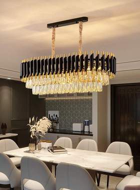 跨境复古黑色水晶吊灯卧室客厅大吊灯北欧酒店豪华餐厅水晶灯led