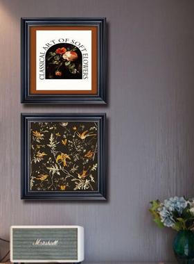 卧室黑色床头复古装饰画法式中古风客厅高级感挂画入户玄关花鸟画