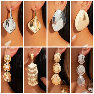 欧美跨境金属风流苏耳环中古vintage气质耳钉小众高级感复古耳饰