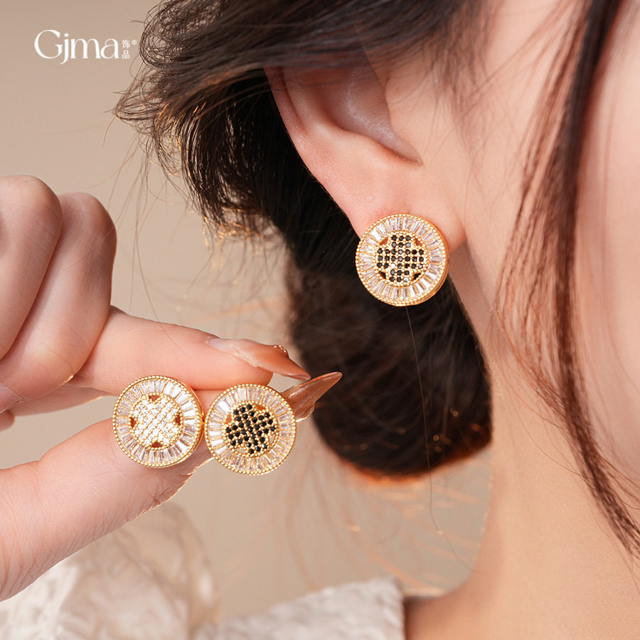 复古锆石圆形耳钉欧美时尚百搭秋冬耳环轻奢高级感小众金色耳饰女,饰品/流行首饰/时尚饰品新,耳钉,淘宝优惠券,粉丝福利购,淘宝优惠卷