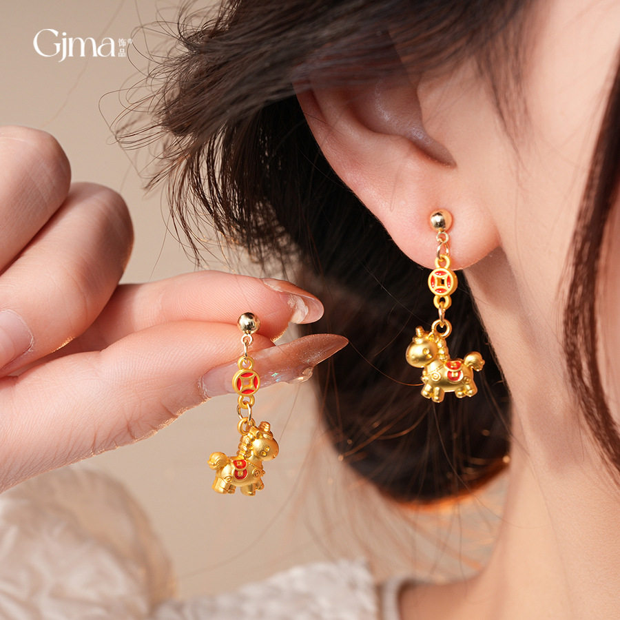 新年红色滴油小马福字耳环小众轻奢高级感耳坠新中式时尚个性耳饰,饰品/流行首饰/时尚饰品新,耳环,淘宝优惠券,粉丝福利购,淘宝优惠卷