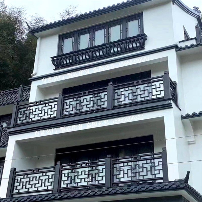 铝艺护栏围栏f阳台玻璃栏杆铝合金别墅庭院大门中式仿古铁栅栏室