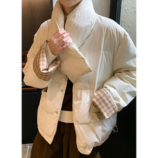 衣尔衫 冬日女神 自带围脖白鸭绒轻盈感羽绒服女韩版泡芙气质外套