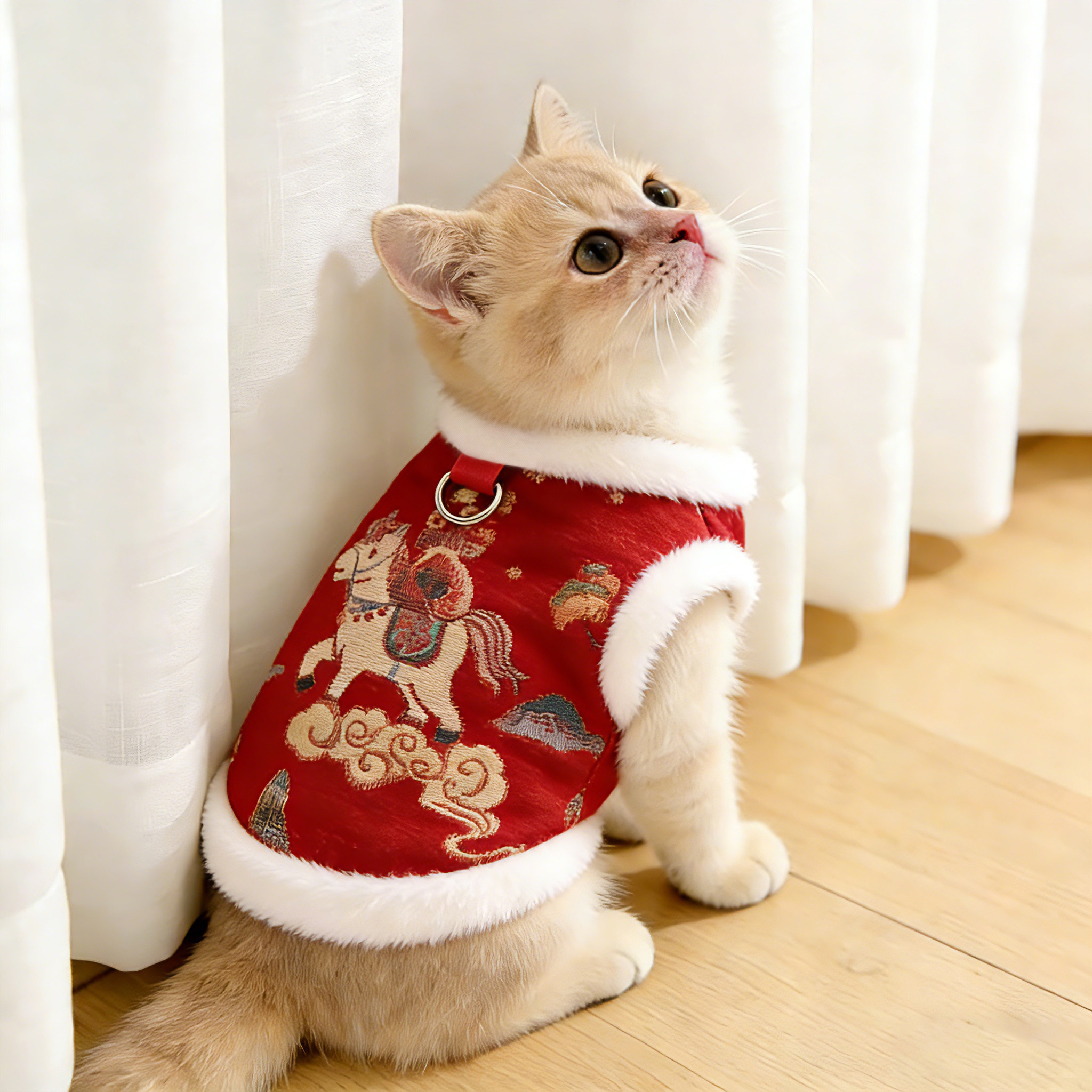 猫咪衣服冬季保暖马年唐装马甲布偶缅因无毛猫幼猫狗狗防掉毛棉衣