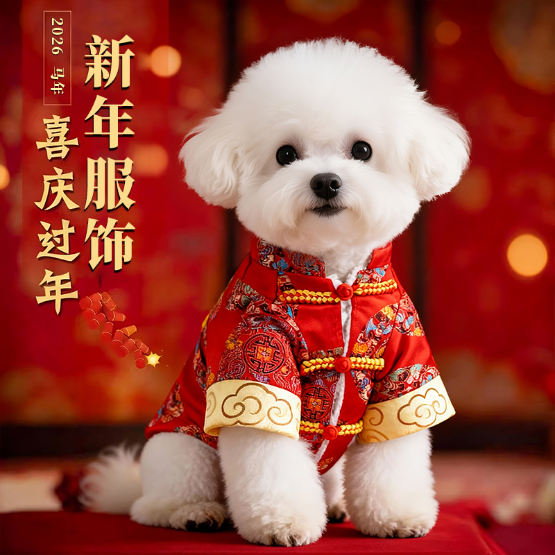 狗狗衣服秋冬款保暖新年盘扣唐装