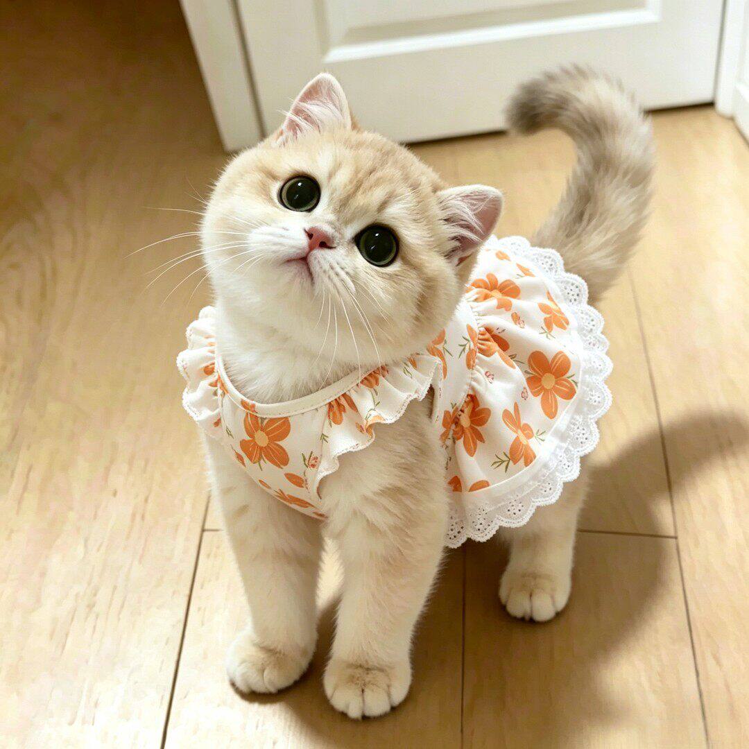 猫咪衣服夏季透气清凉飞袖宠物裙子布偶金渐层中小型犬狗狗公主裙图片