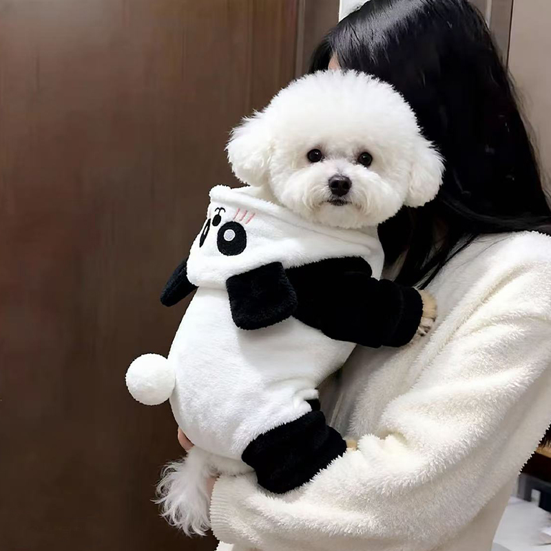 狗狗衣服秋冬款保暖熊猫变身装泰迪比熊博美小型犬宠物猫咪四脚衣