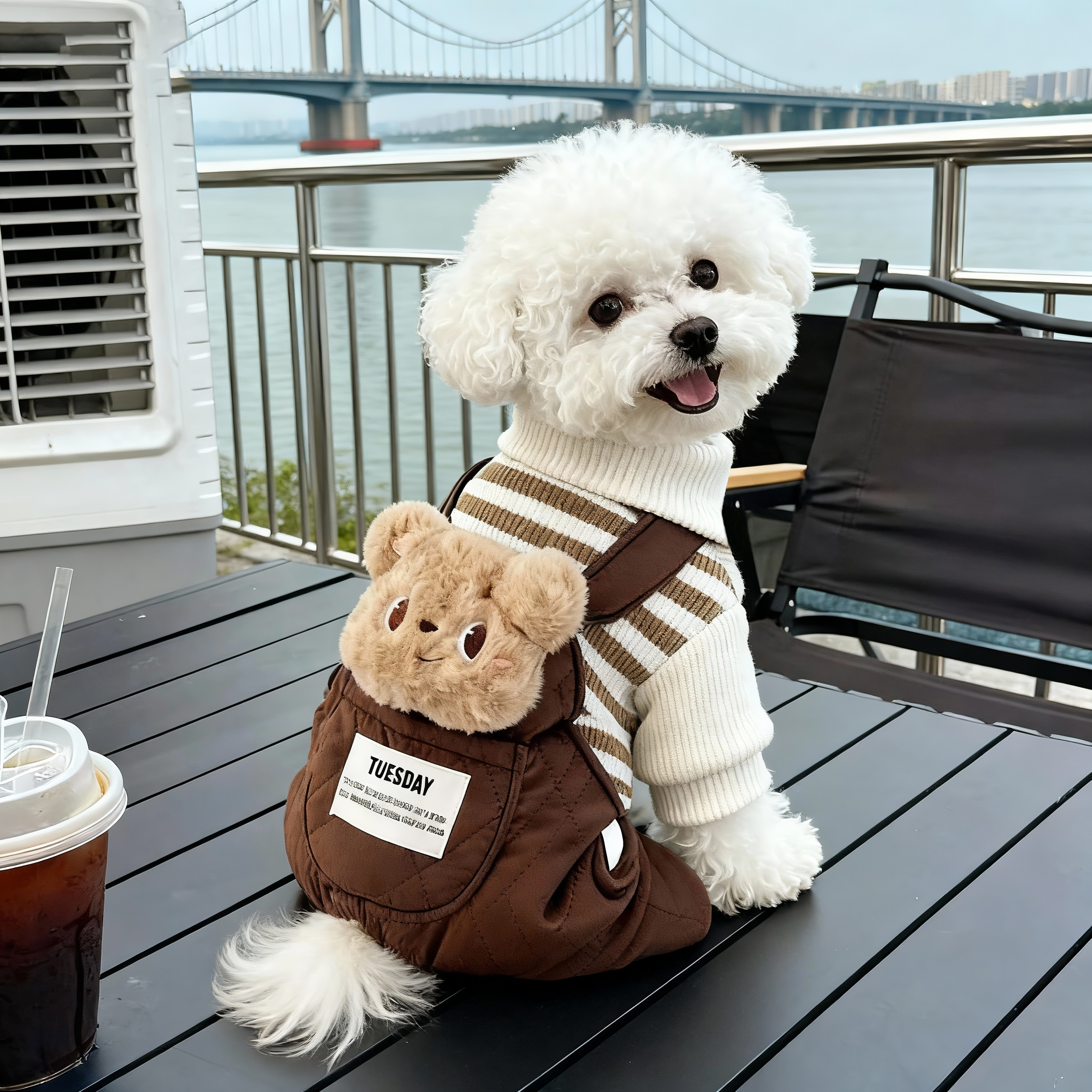 狗狗衣服秋冬款保暖大头玩偶衣可牵引比熊博美泰迪宠物猫咪四脚衣