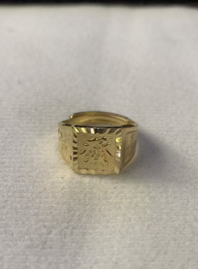 黄铜男士方形活口可调复古戒指