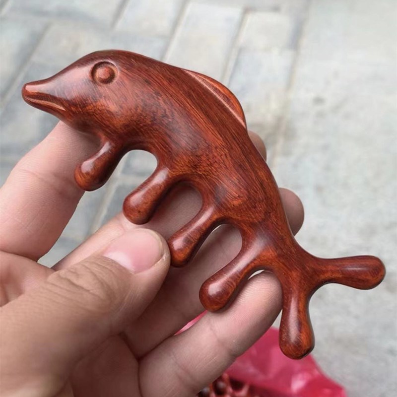 绿檀按摩梳工艺木梳头部经络梳紫檀多I功能按摩梳子手工檀木梳