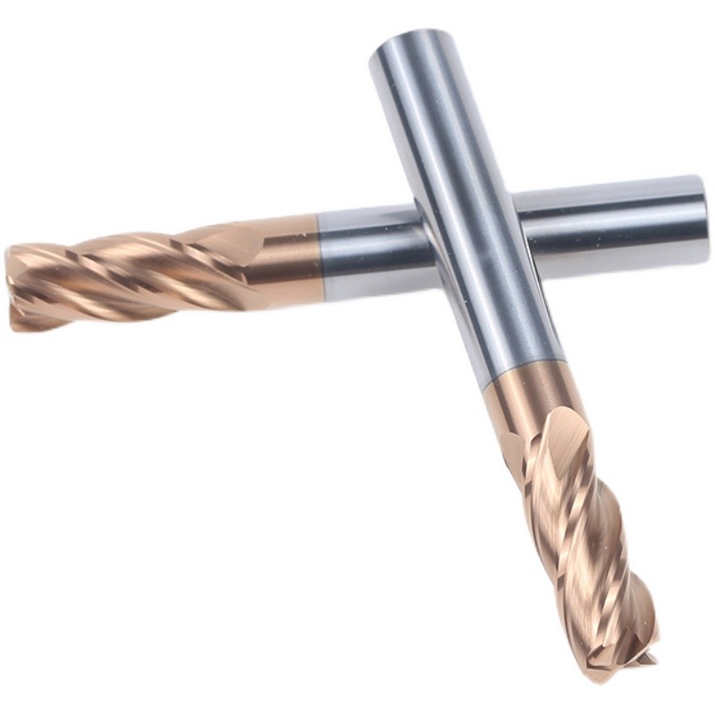 55度4刃圆鼻钨钢铣刀直柄硬x质合金牛鼻立铣刀R角CNC数控刀具
