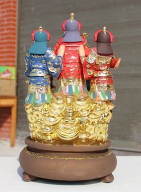 极速19寸五路财神爷文武赵公明关公比干极彩玻璃钢V佛像神像风水