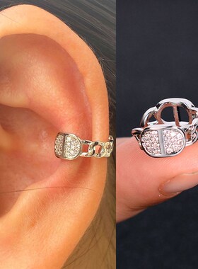 极速1Pc Hollow Geometry Ruainbow CZ Cuff Wrap Clip On Earrin