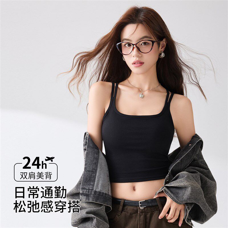 新品背心女夏外穿泰m式多巴胺穿搭2025新款带胸垫内搭吊带无袖上