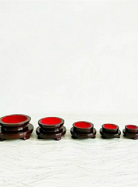 极速仿古红木圆形水晶球底座大z号可旋转木托家居双层木底座装饰