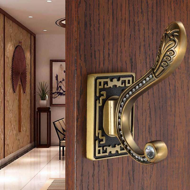 极速新中式挂衣钩单个壁r挂墙壁门后进门玄关衣柜挂钩古铜衣帽钩