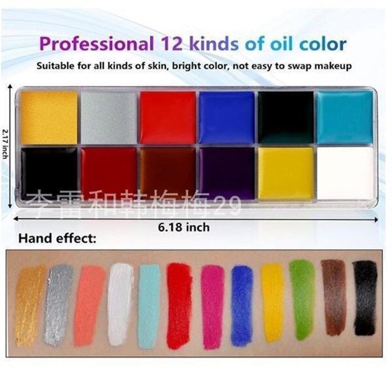 速发12 colors face painting paint make up guide rainbow kit