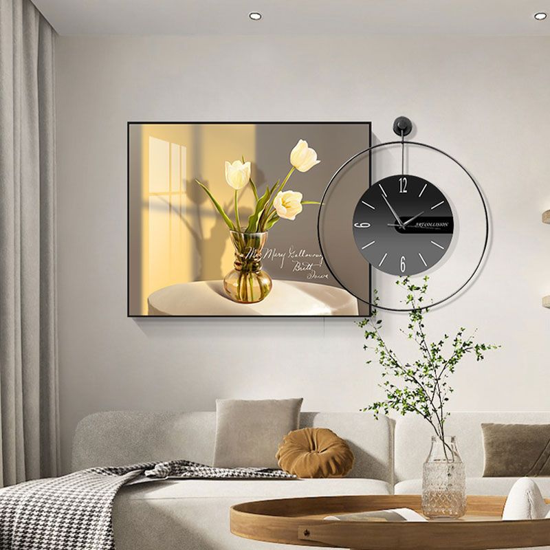 极速电表箱画装饰画带钟表可y推拉遮配电箱总开关盒网线盒北欧餐