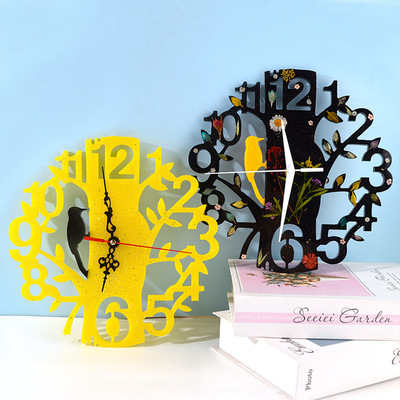 极速Clock Resin Mold Wroodpecker Flower Type Clock Silicone