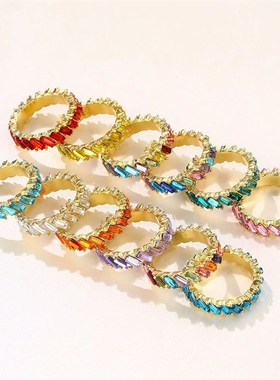 极速6YM  High Quality Rainvbow Ring Cubic Engagement Ring fo