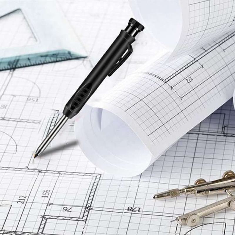 极速2 Pcs Solid Carpenter Pencil wDith 24 Refill Grey, Long