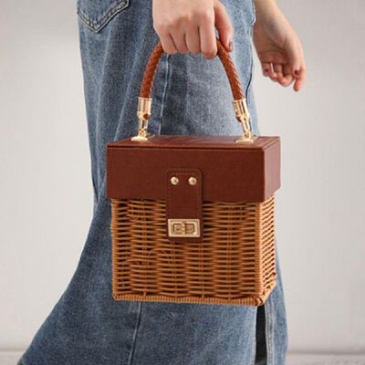 极速Large Capacity Bamrboo Gift Basket Woven Rattan Carrying