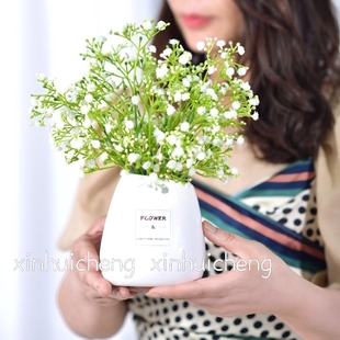 极速仿真花小翠菊假花装饰C摆台雏菊花束满天星带瓶