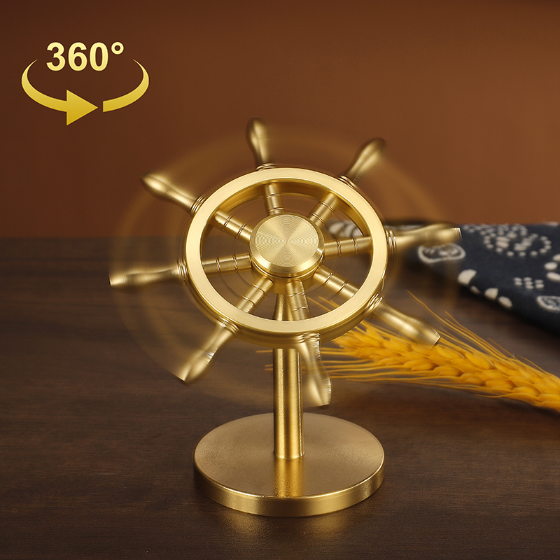 极速一帆风顺铜船舵摆件装饰品D工艺品掌舵解压方向盘旋转