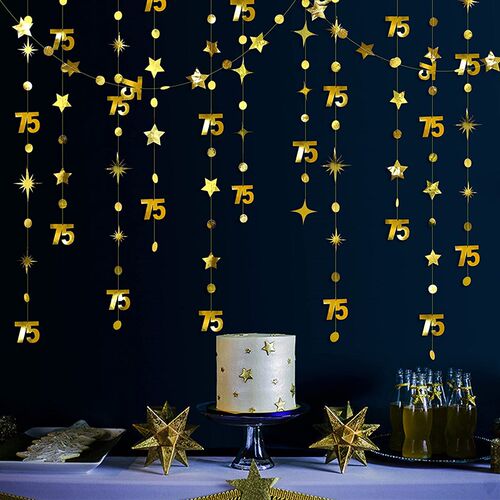 新品13Ft Gold Number 75th Circle Star 65 Happy BirthdaZy 40
