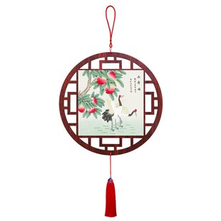 新品松鹤延年长寿图入户门吉祥z挂件玄关客厅中国结挂饰书房餐厅
