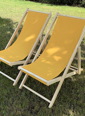 极速Solid wood beachp chair folding lounge chair canvas nap